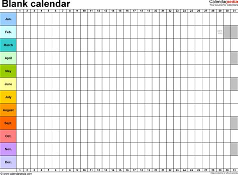 Blank calendar - 9 free printable Microsoft Excel templates