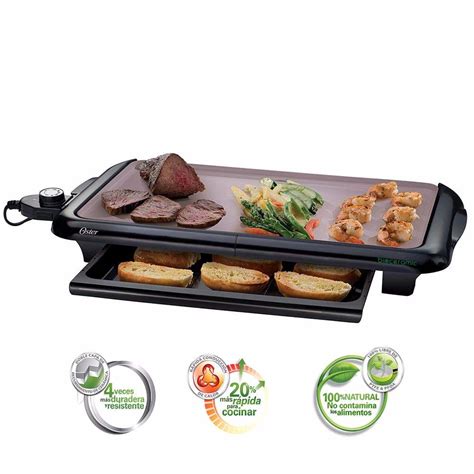 Tiene una superficie antiadherente y una charola para contener la grasa de sus alimentos. Plancha de asar Oster® Bioceramic® eléctrica CKSTGRFM18W ...