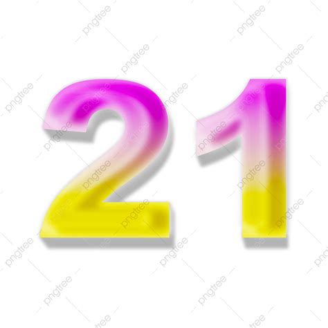 Numer 21 Fajny Efekt Tekstowy Gradientu 3d Przezroczyste Tło 21 Numer