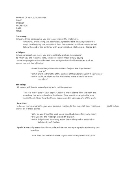 An academic paper doesn't have to be boring. Format of Reflection Paper