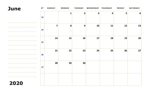 June 2020 Calendar Planner Template In 2020 Calendar Printables June