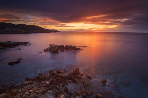 Wallpaper Sunlight Landscape Sunset Sea Bay Lake Rock Nature