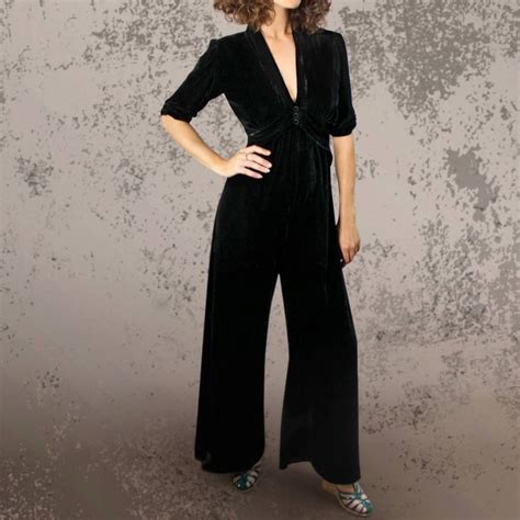 Timeless Silk Velvet Jumpsuit In Black By Nancy Mac Velvet Jumpsuit