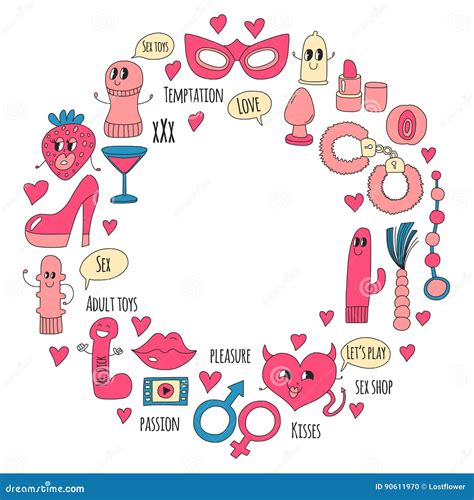 Doodle Humorous Vector Sextoys For Sex Shop Internet Shop Dildo Sex