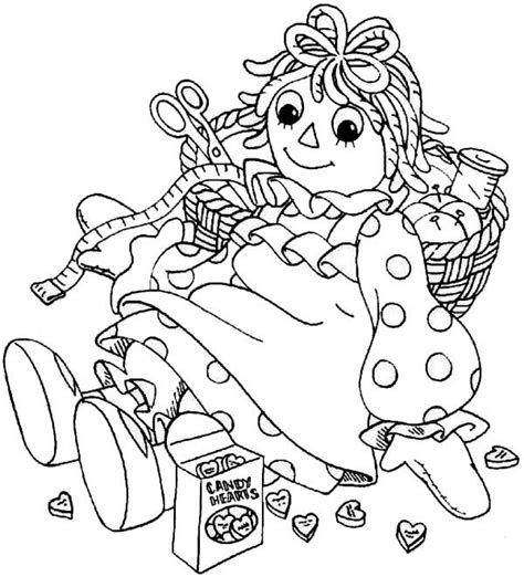 Raggedy Ann Coloring Pages Andy Raggedy Ann And Sewing Kit In