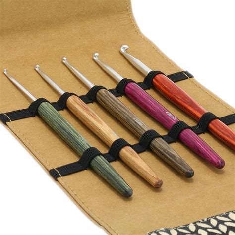 Lana Grossa Knit Pro Crochet Hook Set Design Wood Signal Small Brown