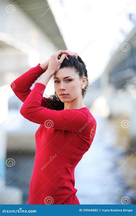 Woman In Red Stock Photo Image Of Beauty Adult Hair 39564082