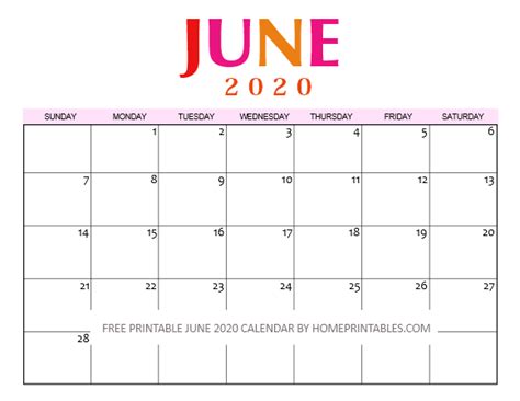 printable june 2020 calendars for instant download