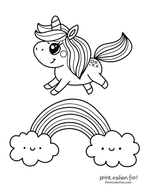 Beside a fun and educative coloring pages, it helps children increase their creativity. Cute unicorn on a rainbow in 2020 | Unicorn coloring pages ...