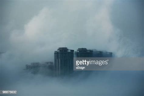 Disappearing Building By Fog And Cloud Hong Kong High Res Stock Photo