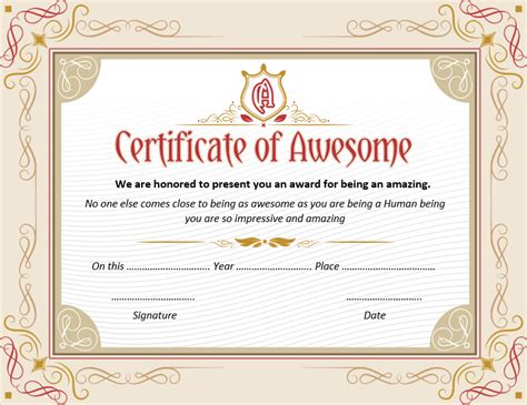 Awesome Downloadable Award Certificate