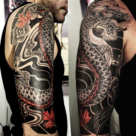 tribal dragon tattoo sleeve