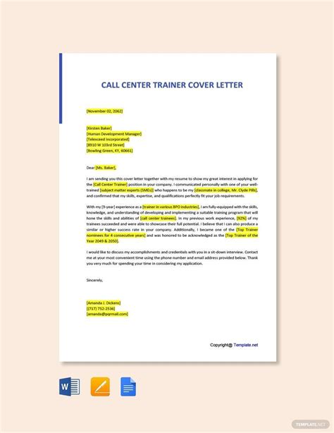 Trainer Letter Template In Word Free Download