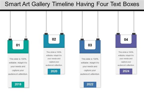 Smart Art Gallery Timeline Having Four Text Boxes Powerpoint