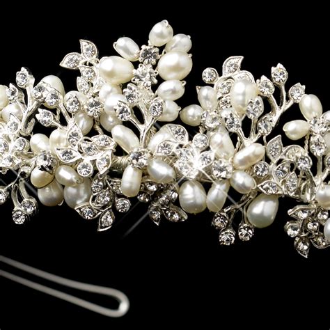 elegant pearl and rhinestone wedding tiaras elegant bridal hair accessories