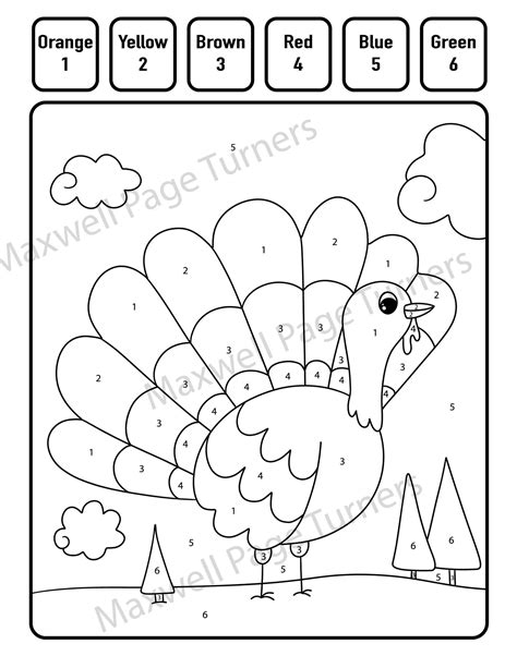 Turkey Color By Number Thanksgiving Paint By Instant Download Etsy