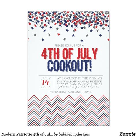 Modern Patriotic 4th Of July Cookout Invitation 4th Of