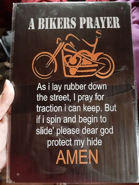 Bikers Prayer Tin Sign Biker Quotes Inspiration Riding Quotes