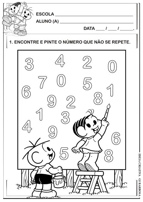 Matemática Infantil Atividade Matemática Educação Infantil Turma Da Mônica
