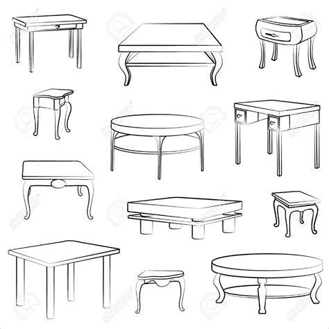 Furniture Set Interior Detail Outline Collectionof Different 1000