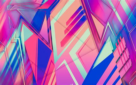 Download Wallpapers Geometric Shapes Triangles Purple Background