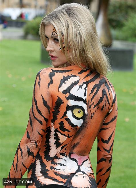 Joanna Krupa Bodypaint As A Tiger For Peta Outside Westminster London