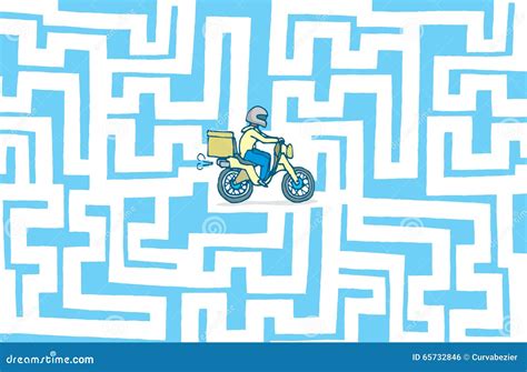Delivery bike lost in maze stock vector. Illustration of delay - 65732846