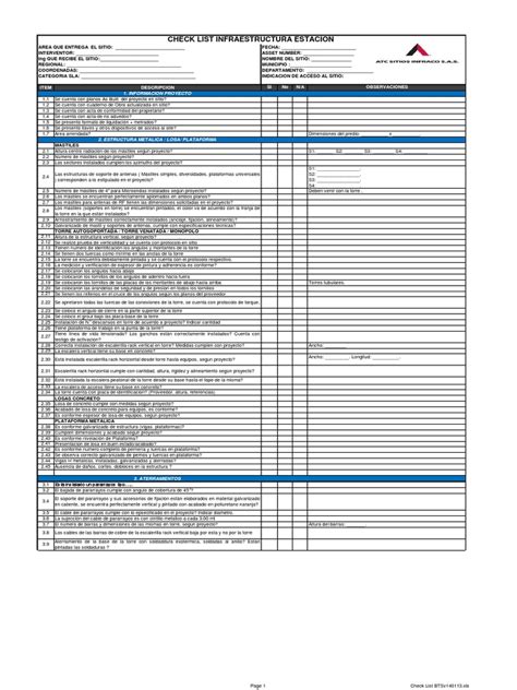 Checklist De Obrasatc Ingeniería De Edificación Ingeniería