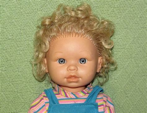 Vintage Toyse Ce Spain Baby Doll Blonde Blue Eyes Curly Hair 14 With