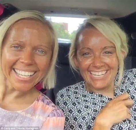 My Kitchen Rules Carly And Tresne Show Off Their Deep Orange Spray Tans In Video Daily Mail