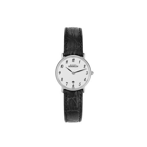 herbelin watches women s michel herbelin steel watch with leather strap 16845 s28 womens from