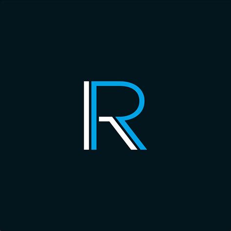 The Letter R Is Made Up Of Two White And Blue Lines On A Black Background