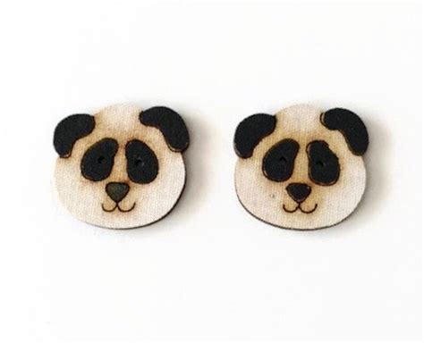 Panda Buttons Cute Bear Buttons Wooden Crafts Set Of 2 Etsy