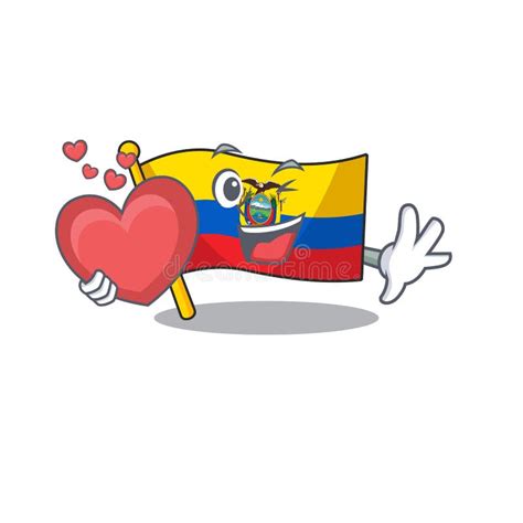 Bandera Ecuador Con Estilo De Personaje De Dibujos Animados De Money Eye Ilustración Del Vector