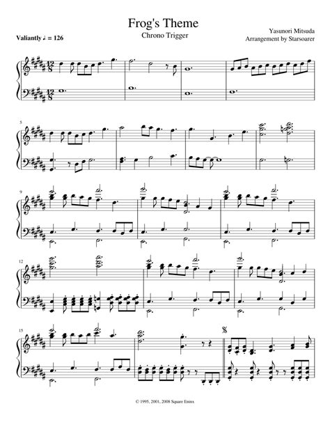 Chrono Trigger 19 Frogs Theme Sheet Music For Piano Solo