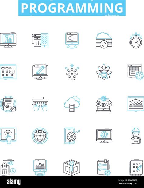 Programming Vector Line Icons Set Programming Coding Scripting