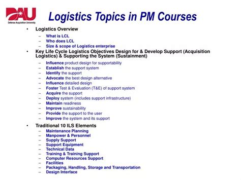 Ppt Logistics Topics In Pm Courses Powerpoint Presentation Free