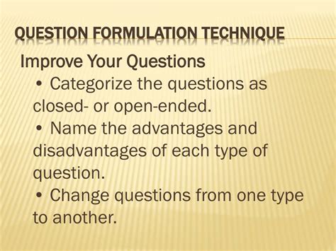 Ppt Question Formulation Technique Powerpoint Presentation Free