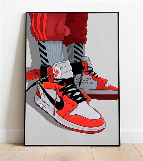 Jordan 1 Off White Wall Art Hypebeast Poster Sneaker Posters Nike