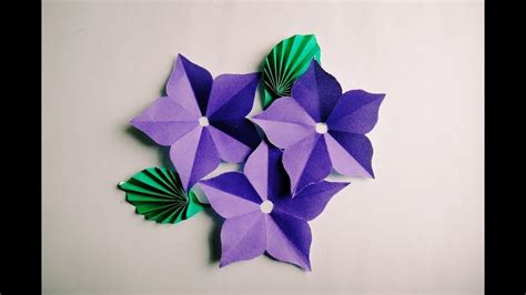 折り紙【桔梗ききょう】と【葉っぱ】の作り方 Origami Bellflower And Leaf 折り紙 秋 折り紙 ペーパー
