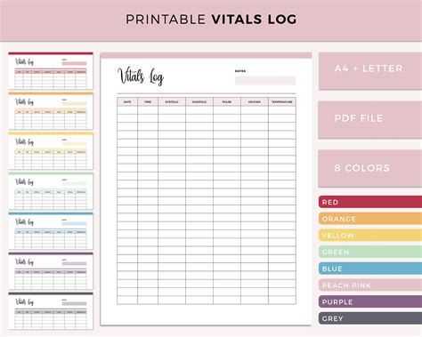 Printable Vitals Sheet