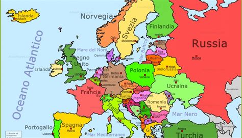 Cartina Politica Europa Carta Geografica Murale Europa 100x140