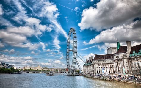 London Eye With Bright Blue Sky