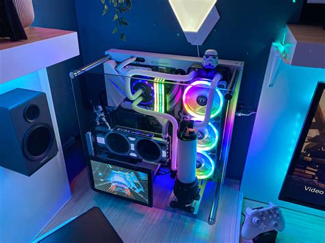 First Water Cooled System Computer Setup Computer Gaming Room