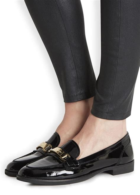Michael Kors Ansley Black Patent Leather Loafers In Black Lyst