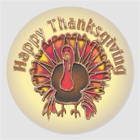 happy thankgiving turkey by sharon sharpe classic round sticker happy thankgiving
