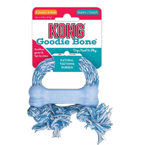 Kong Puppy Goodie Bone With Rope Dog Toy X Small Feedem