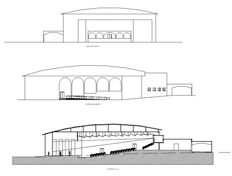 Elevation And Section Auditorium Commercial Plan Detail Dwg File Cadbull