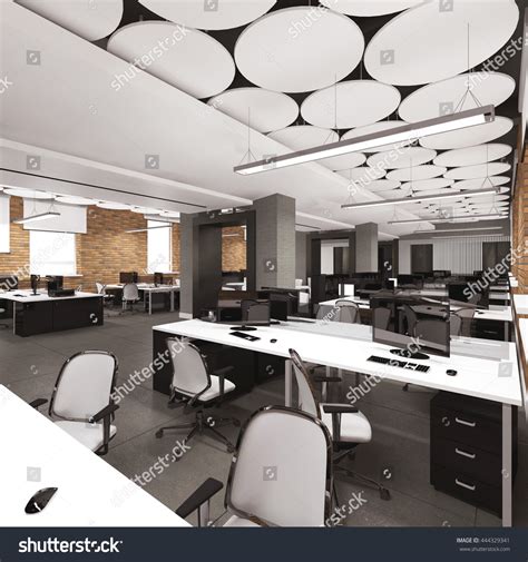 Empty Modern Office Interior Work Place Stock Illustration 444329341
