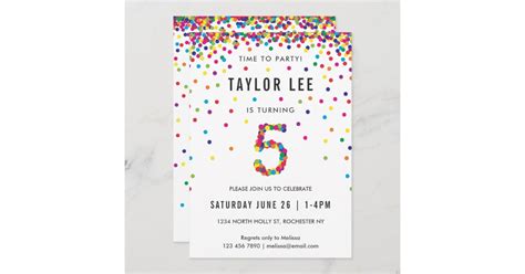 Rainbow 5 Year Old Birthday Party 5th Birthday Invitation Uk